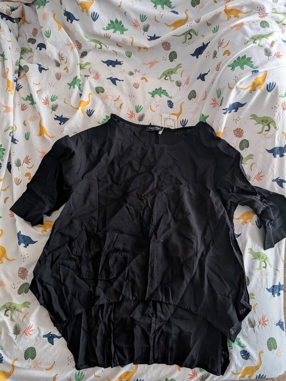 Coeur de Vague Black Linen-Like Blouse